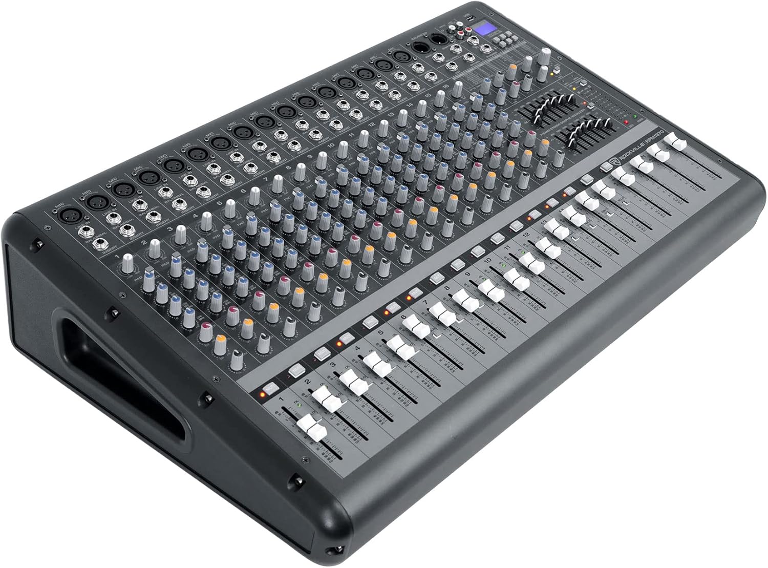 Rockville RPM1870 6000W Powered Mixer 18-Channel, USB/Bluetooth, 18 XDR2 Mic Preamps, 24-Bit Effects, Dual 7-Band EQ, for Live Sound and Events