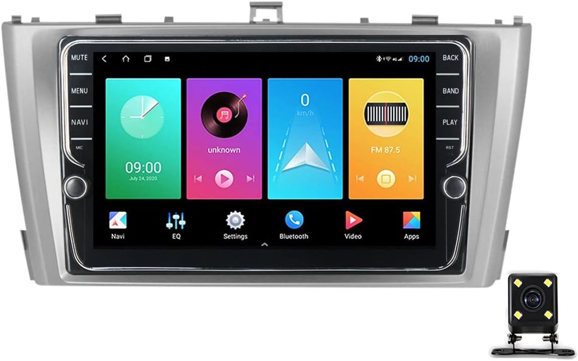 Double Din Car Stereo Receiver, 9 Inch Touch Screen Car Radio Bluetooth, WiFi, USB, FM Radio, with Carplay and Android Auto, for Toyota Avensis 2008-2015 with Backup Camera