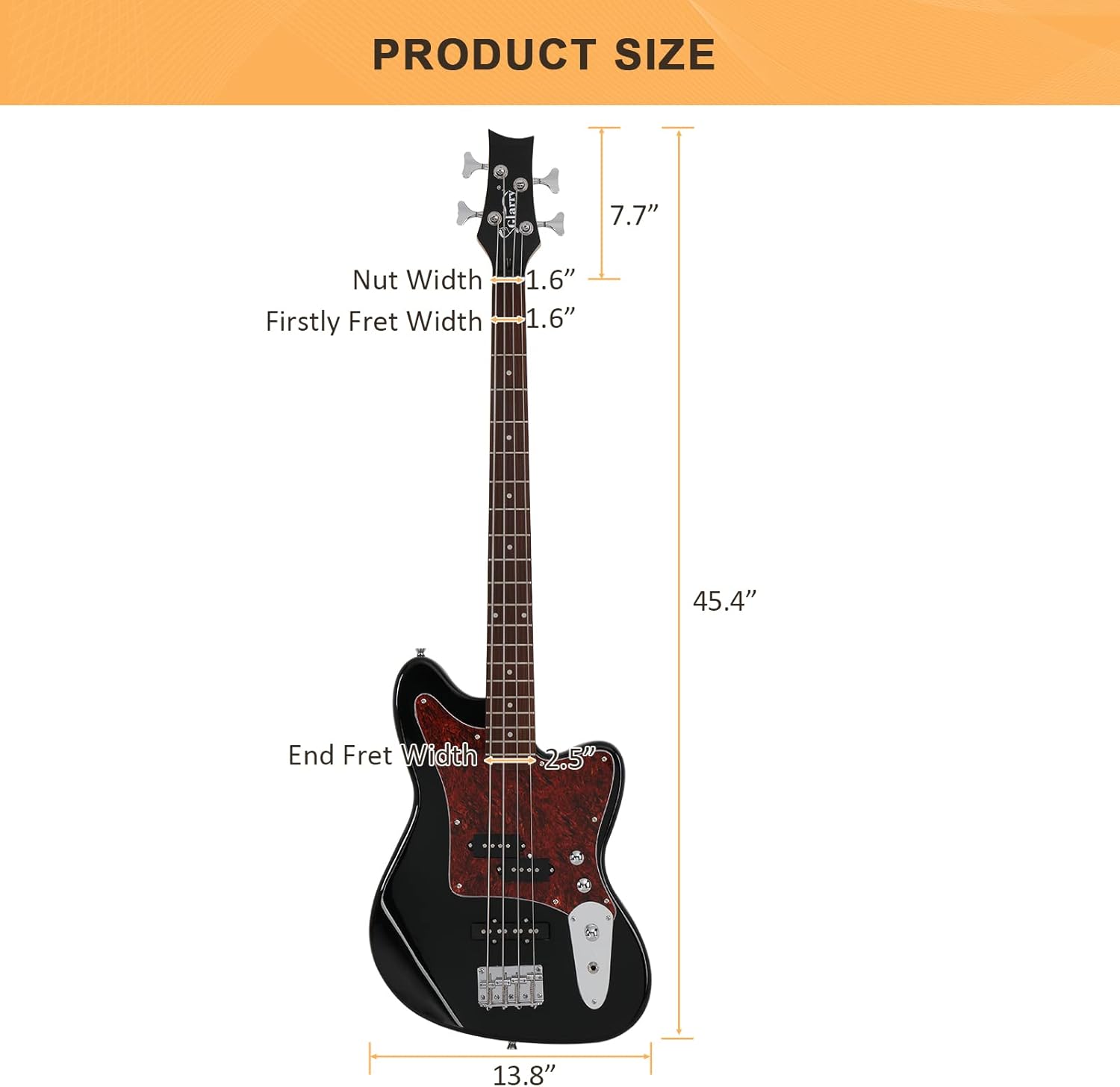 GLARRY 4 String Electric Bass Guitar Beginner Kit w/20w Amp, Red Pearl Guard Full Size Bass with Digital Tuner,Amp Cable, Strap, Bag and Accessories(Black)