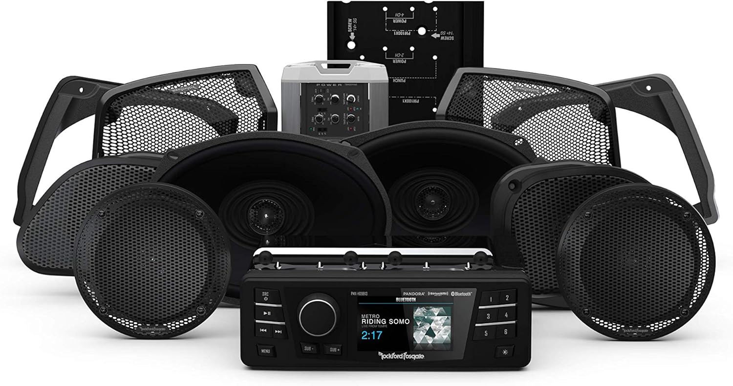 Rockford Fosgate HD9813RGU-STAGE3 Digital Media Receiver, Six Speakers & Amplifier Kit for 1998-2013 Harley-Davidson Road Glide Ultra