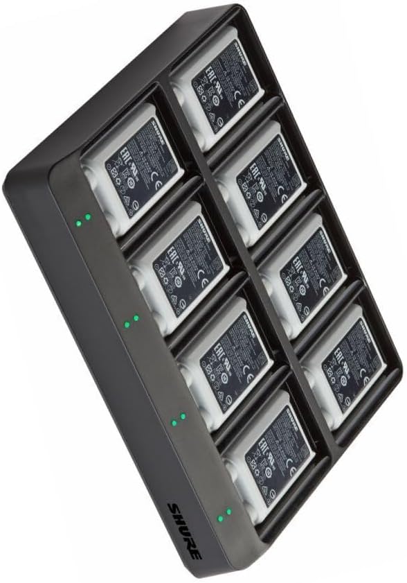 Shure SBC80-903 8-Bay Battery Charger for SB903 Rechargeable Batteries for SLX-D Wireless Microphone System Transmitters (SBC80-903-US)