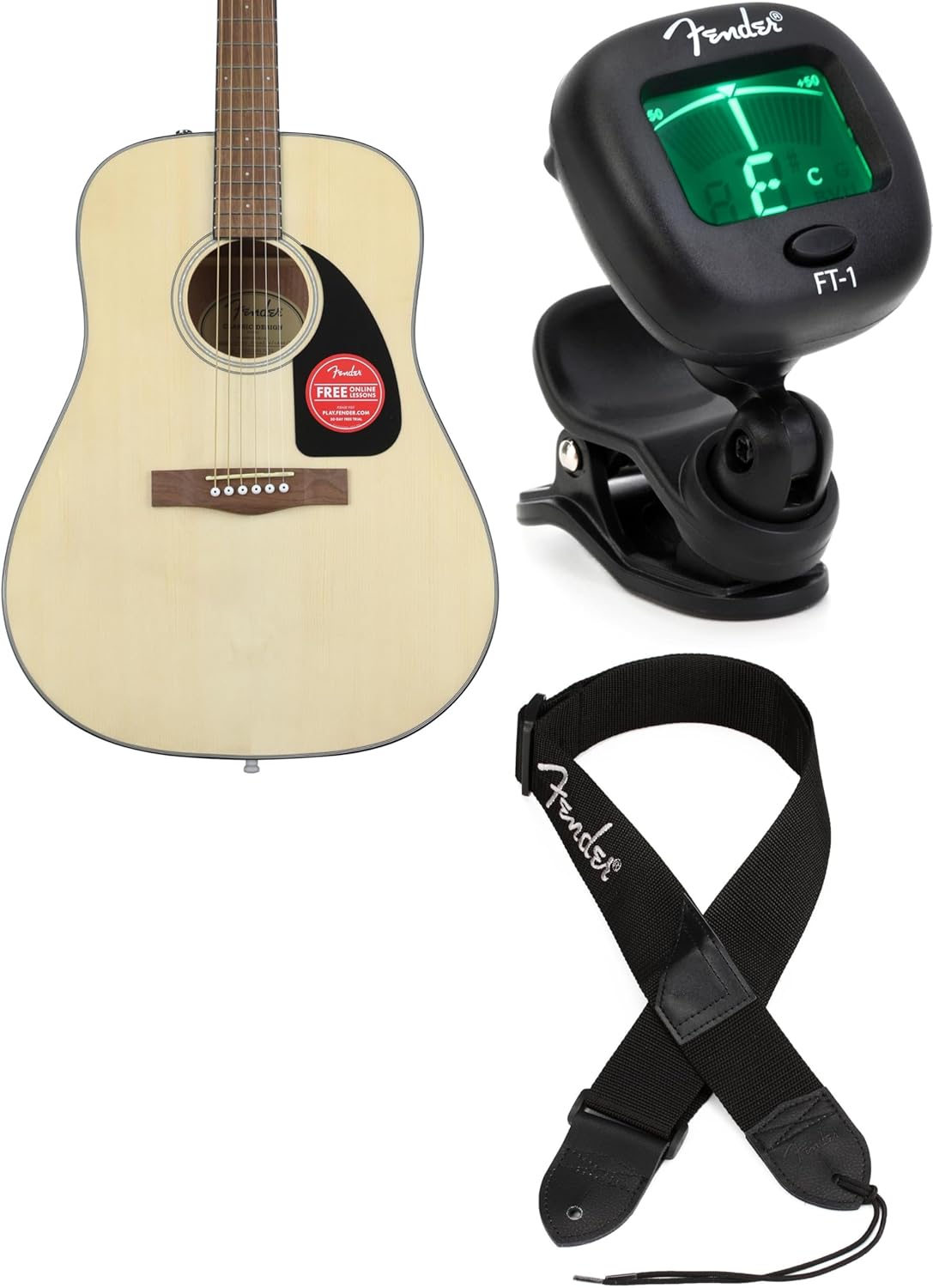 Fender CD-60 6-String Acoustic Guitar - Natural Finish, Spruce Top, Mahogany Back and Sides - Perfect for Beginners and Experienced Players