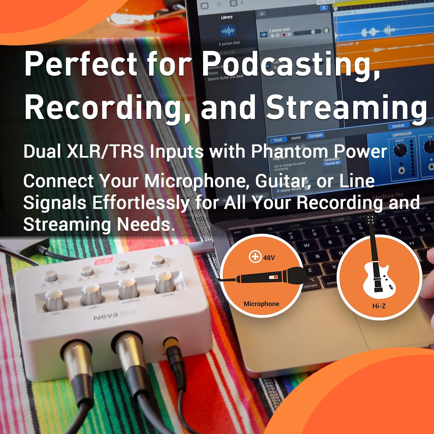 ESI Neva Duo Audio Interface Bundle for the Songwriter with Condenser Microphone and Headphones for Recording, Streaming, and Podcasting