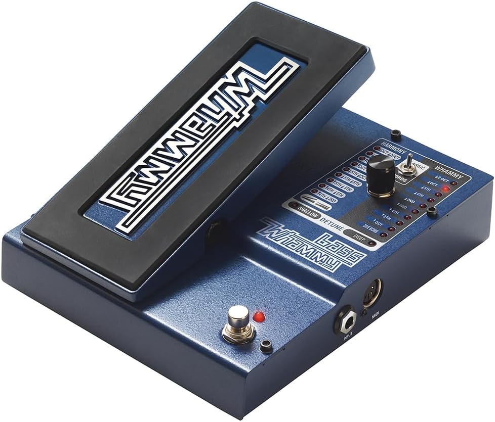 Digitech BWHAMMY Bass Whammy EQ Effects Pedal Bundle w/2x Strukture S6P48 Woven Right Angle Patch Cables, 12x Guitar Picks and Liquid Audio Polishing Cloth