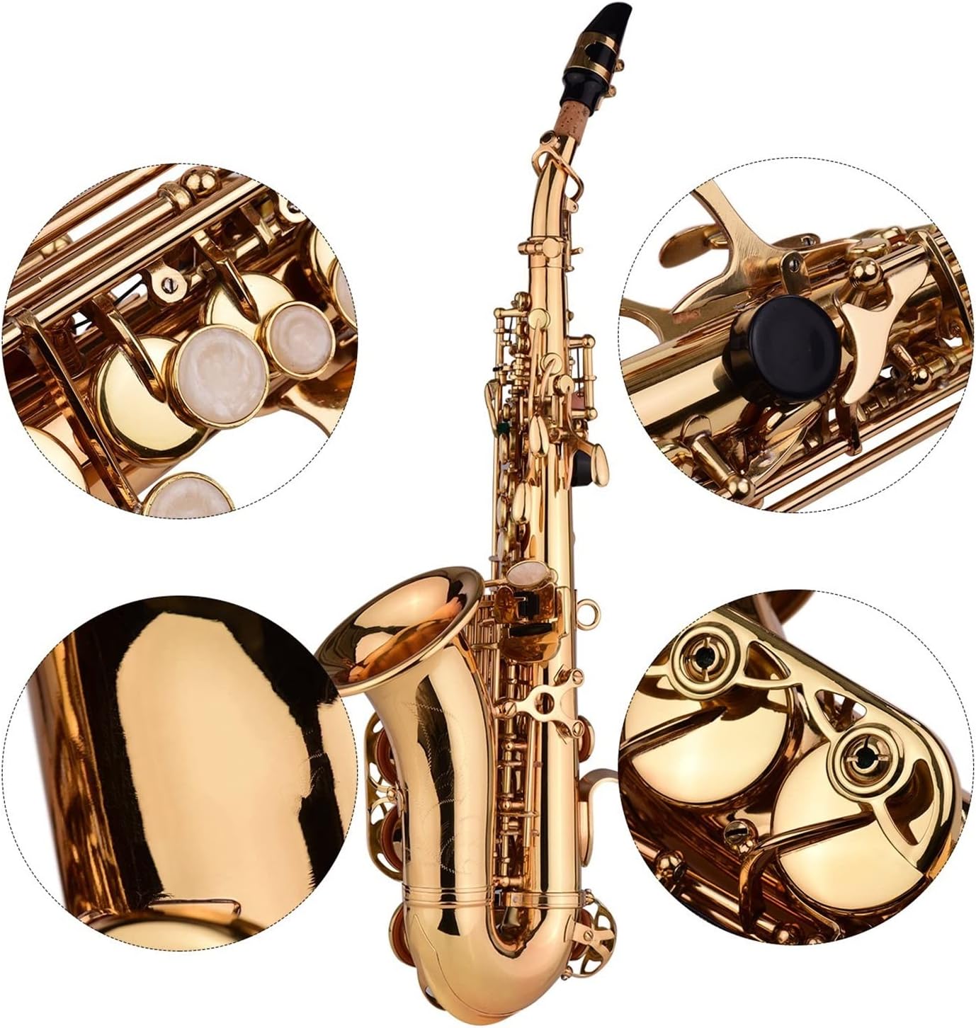 KESHUO Mini Bb Saxophone Sax Brass Material Woodwind Instrument with Case Gloves Cleaning Cloth Brush Reeds Sax Strap Brass Sax Beginners Kit