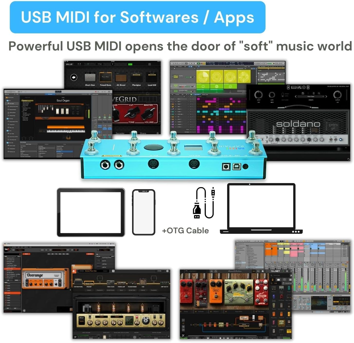 Paint Audio MIDI Captain Foot Controller and Wireless MIDI Adapter-MIDI Mate Time Engine Function Support all PC/CC/Note commander 10 Foot Switches