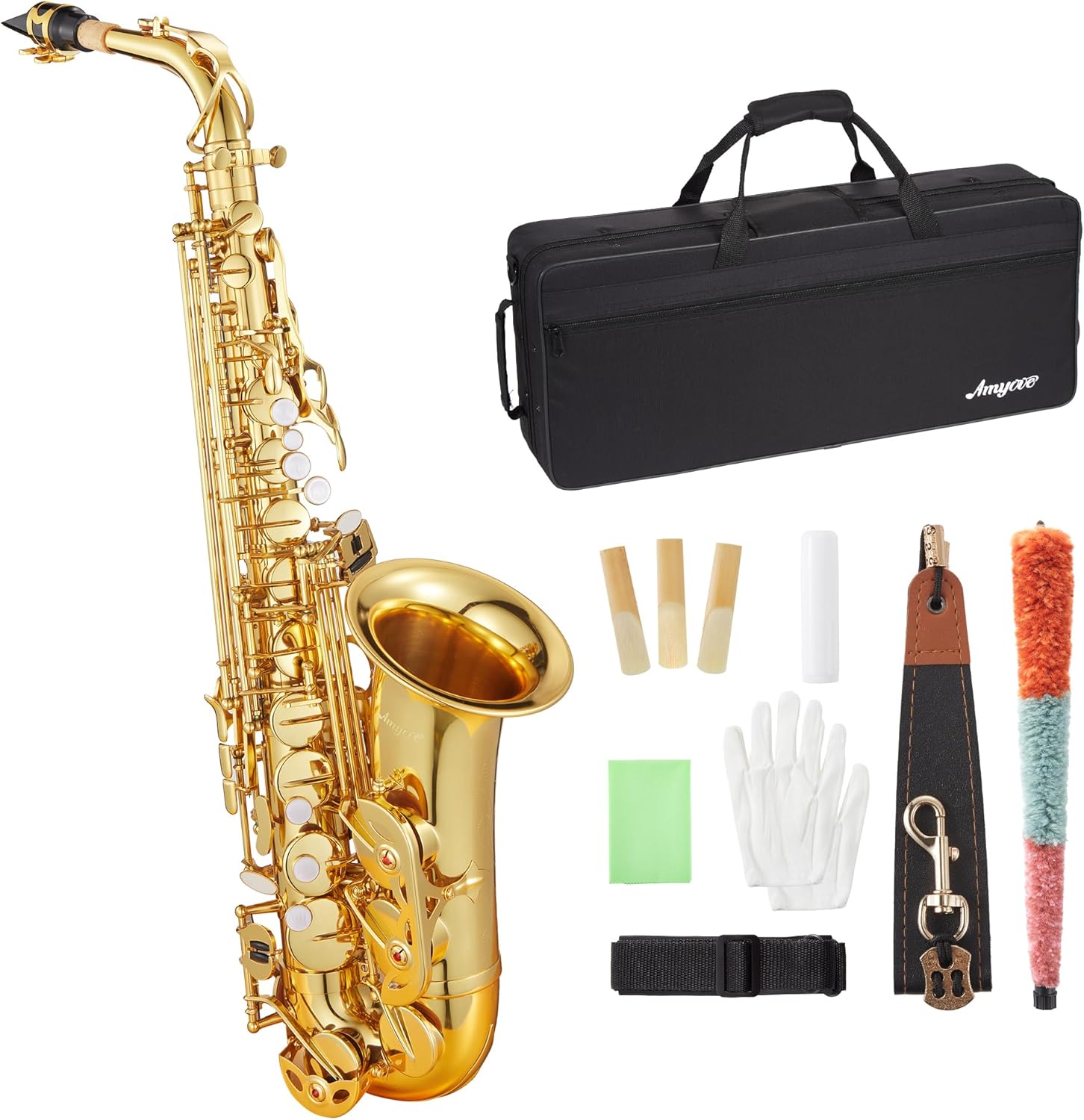 Garvee Alto Saxophone Copper Body Electroplated Gold Finish Beginner Friendly Music Instrument for Students and School Band Practice