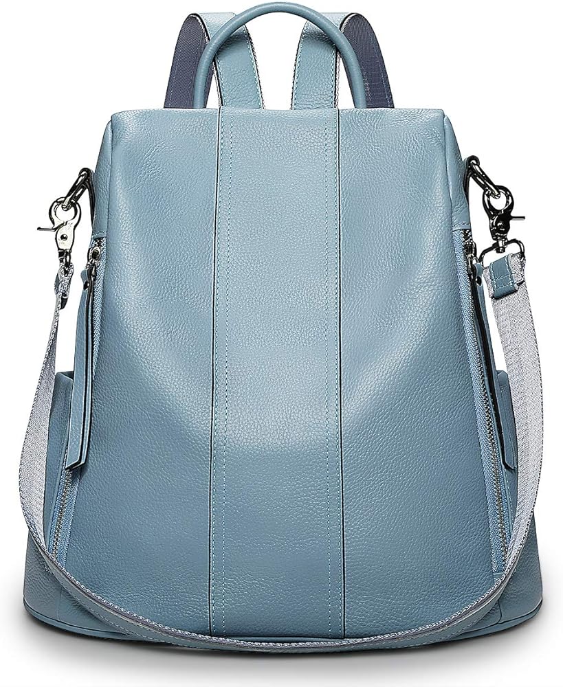 S-ZONE Leather Backpack Purses for Women Antitheft Rucksack Shoulder Bag Medium