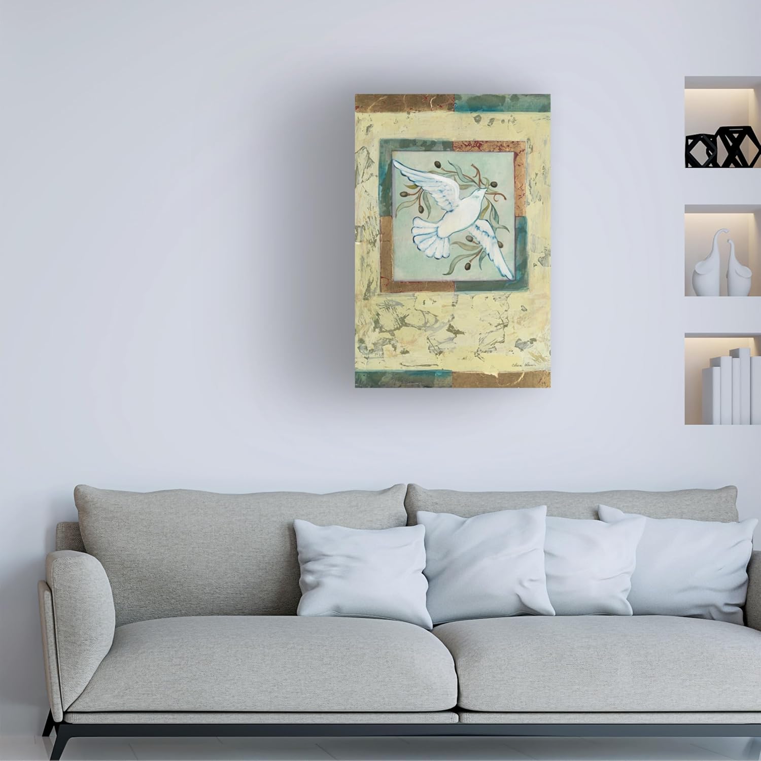 Trademark Fine Art Canvas Wall Art - Cheri Blum 'Holiday French Horns' Wall Art for Living Room, Bedroom, or Office Décor