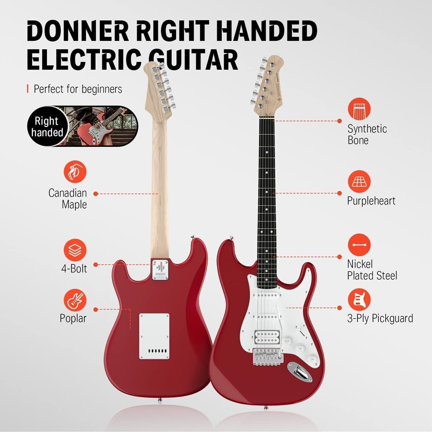 Donner 39-Inch Electric Guitar Starter Kit-Distortion Pedal