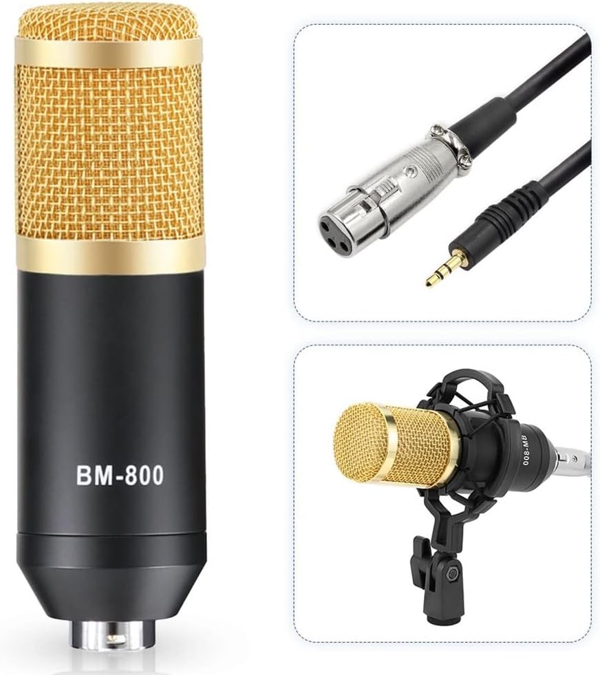 Microphone Sound Card Kit Condenser Microphone for Singing, Gaming, Streaming, Voice Recording, Video Recording, Karaoke with 3.5mm Jack Connectivity