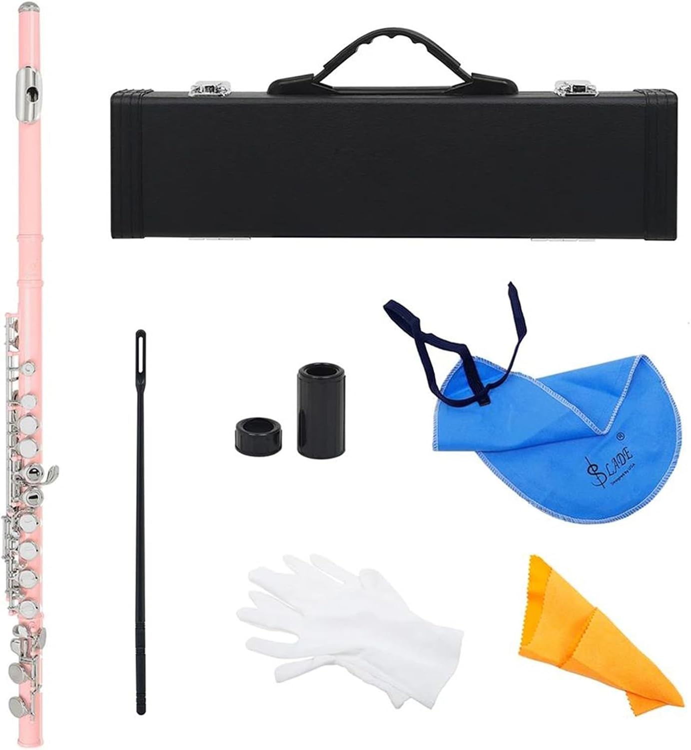 Pink 16 Holes Flute With E Key Woodwind Instrument Closed Hole C Tone Nickel Silver Key Cupronickel Tube With Music Case