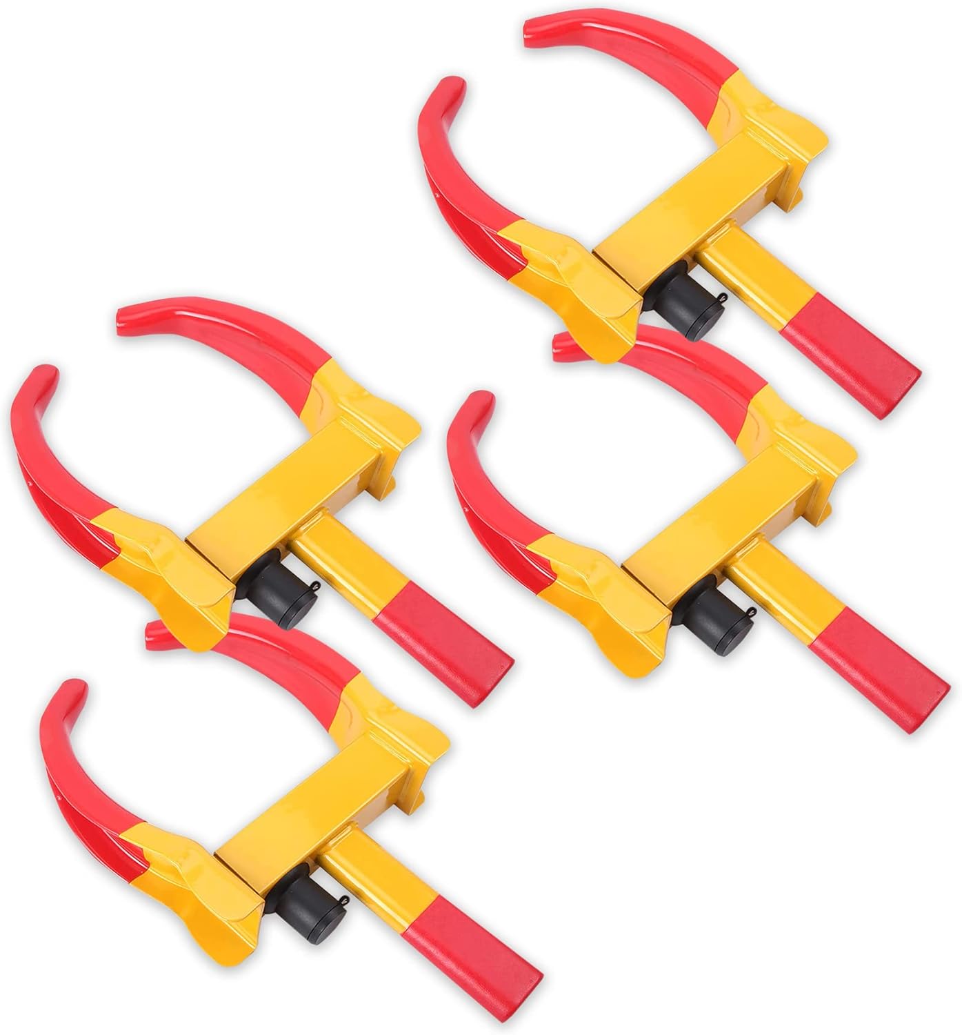 Zento Deals Security Tire Clamp - Heavy Duty Anti- Theft Vehicle Wheel Lock for Car Trailer (Yellow - 4 Pack)