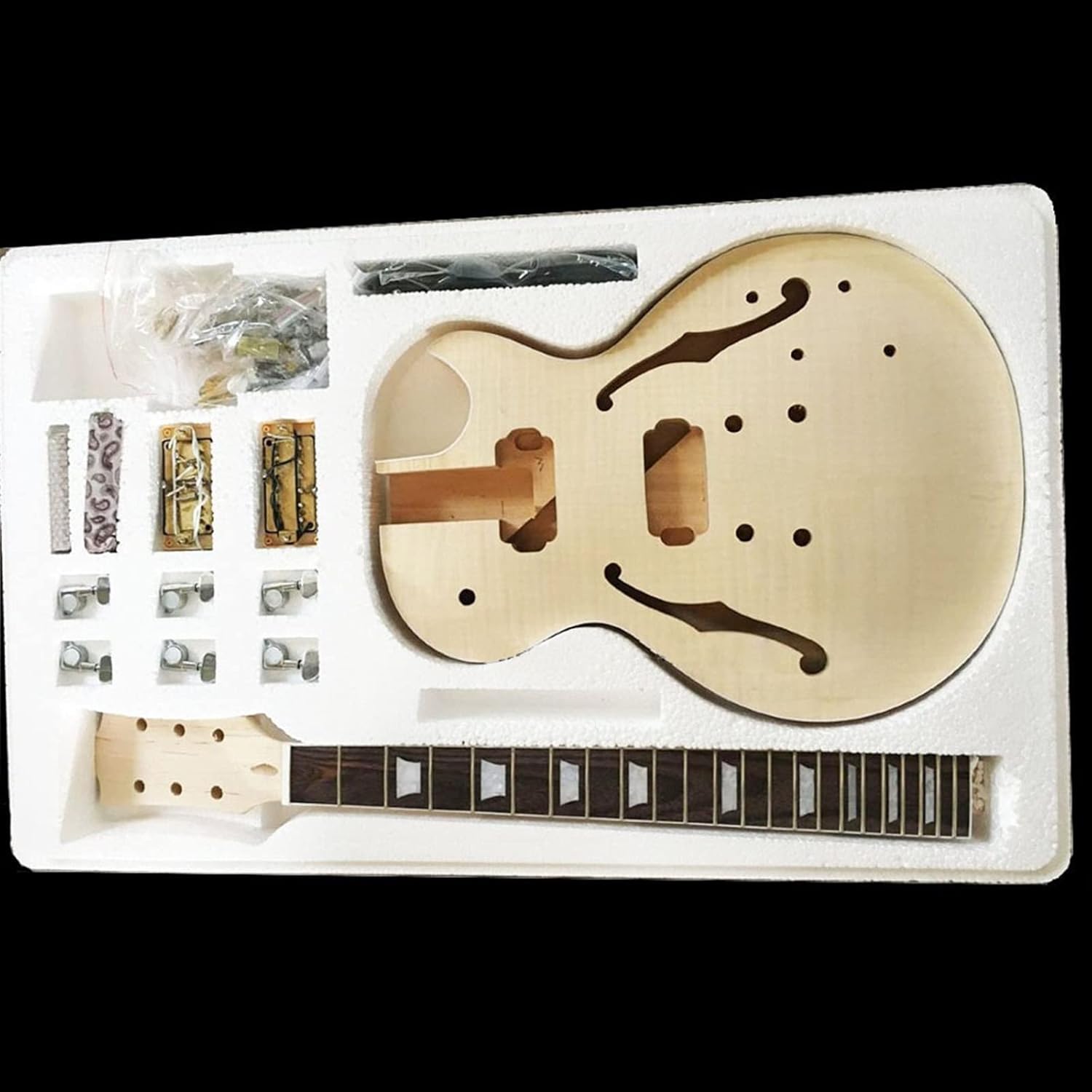 DIY Electric Guitar Kit DIY Unfinished Electric Guitar Kit Solid Mahogany Body & Headstock are with Flame Maple Top