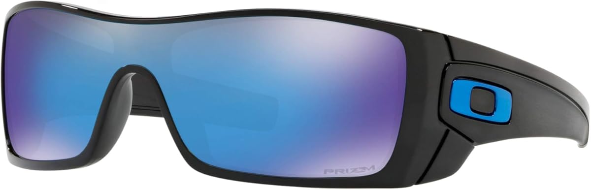 Oakley Batwolf Sunglasses (Polished Black Frame, Prizm Sapphire Lens) with Lens Cleaning Kit and Country Flag Microbag