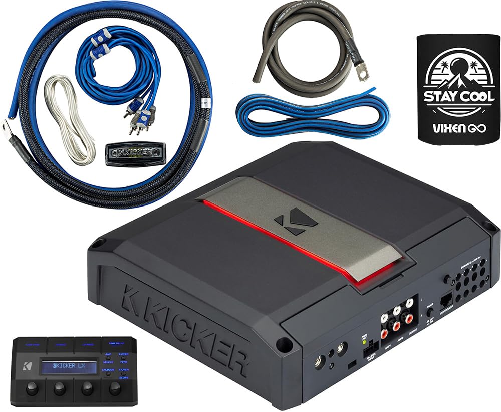 KICKER Amplifier and Amp Kit Package of 2 Items - LX Series 500W RMS Class D 4-Channel Amplifier and 4AWG Complete Wiring Kit 51LX500.4+46CK4