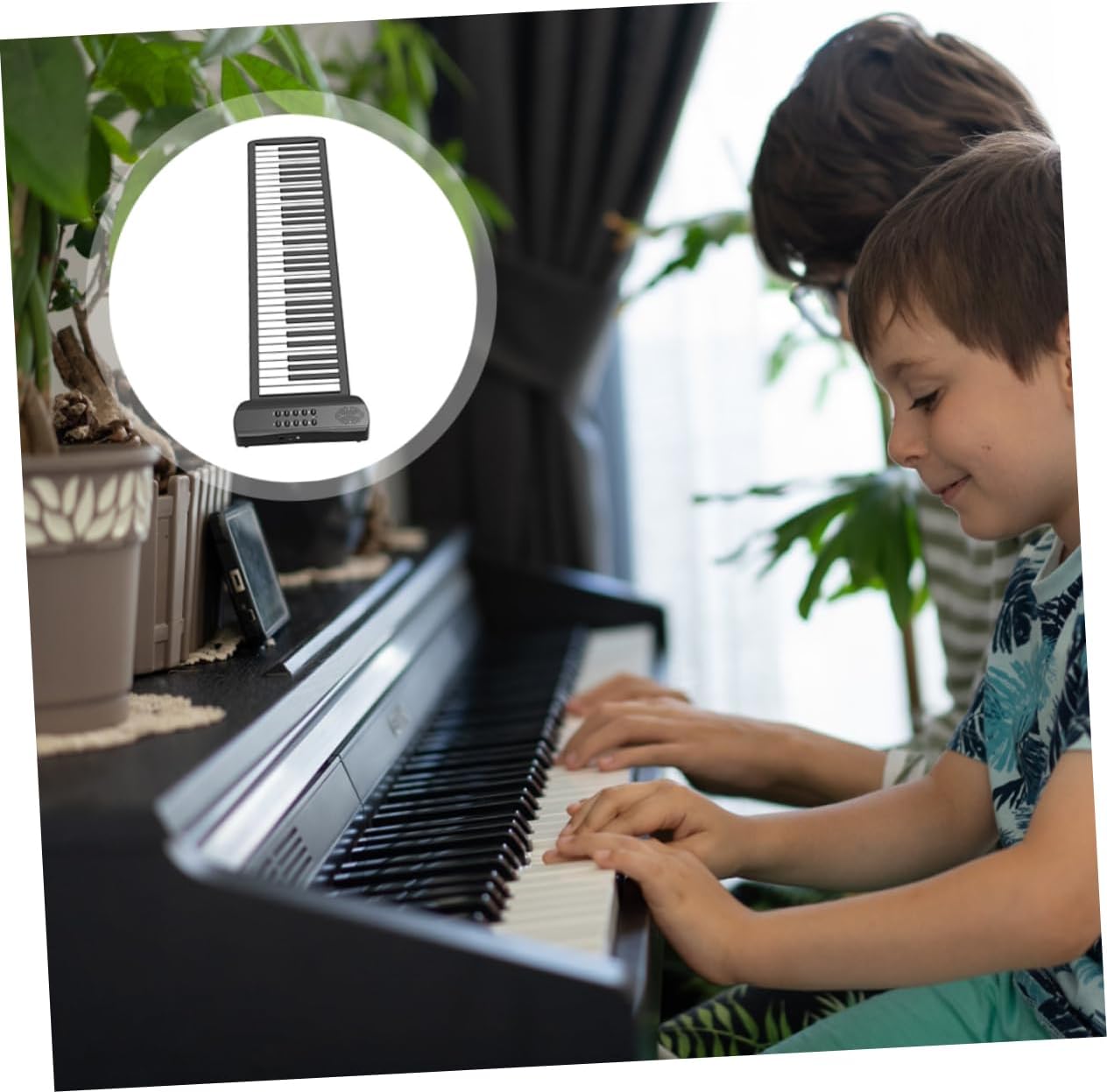 SUPVOX Portable Key Electronic Roll Up Piano Hand Roll Keyboard with High Fidelity Stereo Sound for Beginners Go Musicians