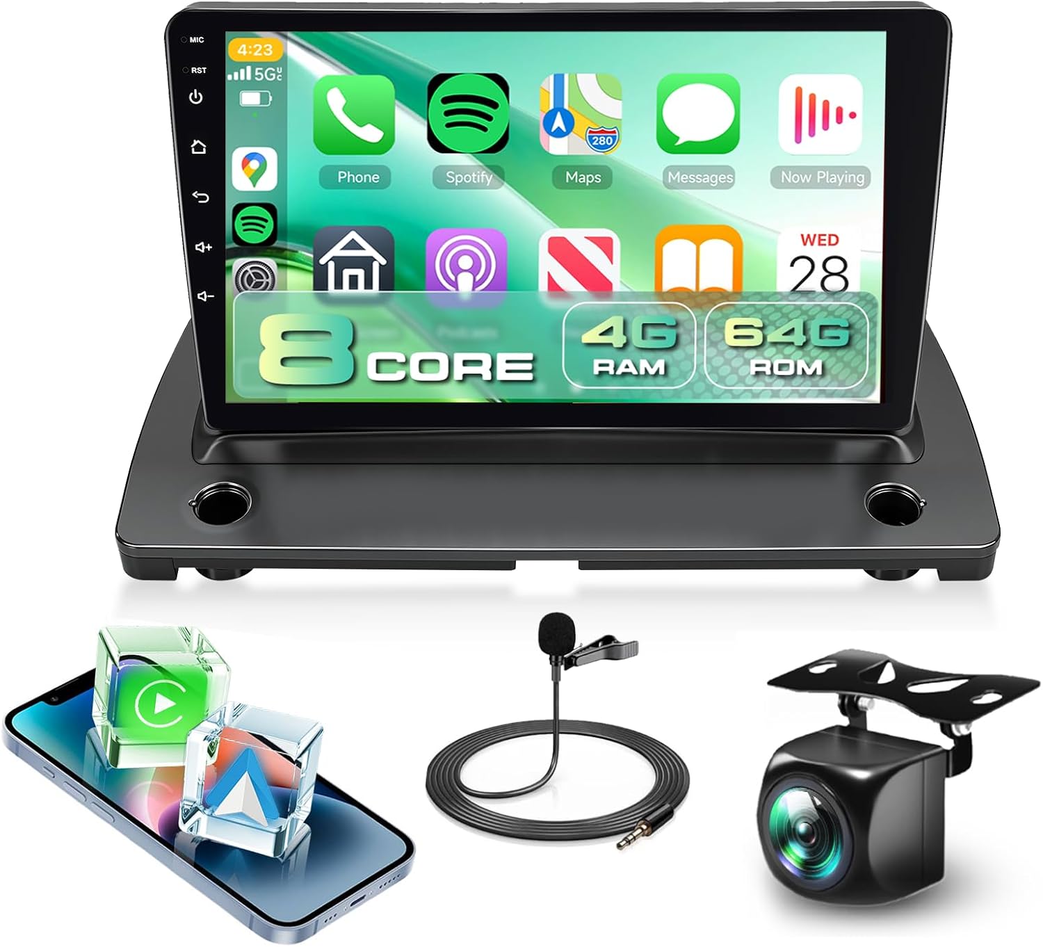 Podofo 8 CORE 4G+64G Car Radio Stereo for Volvo XC90 2002-2014 with Wireless CarPlay/Android Auto, 9 Inch 1280 * 720P IPS Touch Screen Android 13 GPS WiFi Bluetooth 32-Band DSP HD Backup Camera