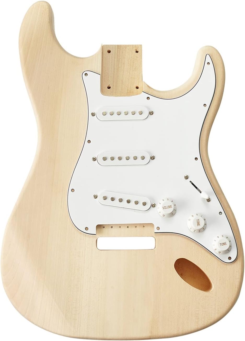 FLFL 6 Strings Solid Basswood for ST Style Maple Neck Electric Guitar Builder Kit Unfinished Guitar Kit