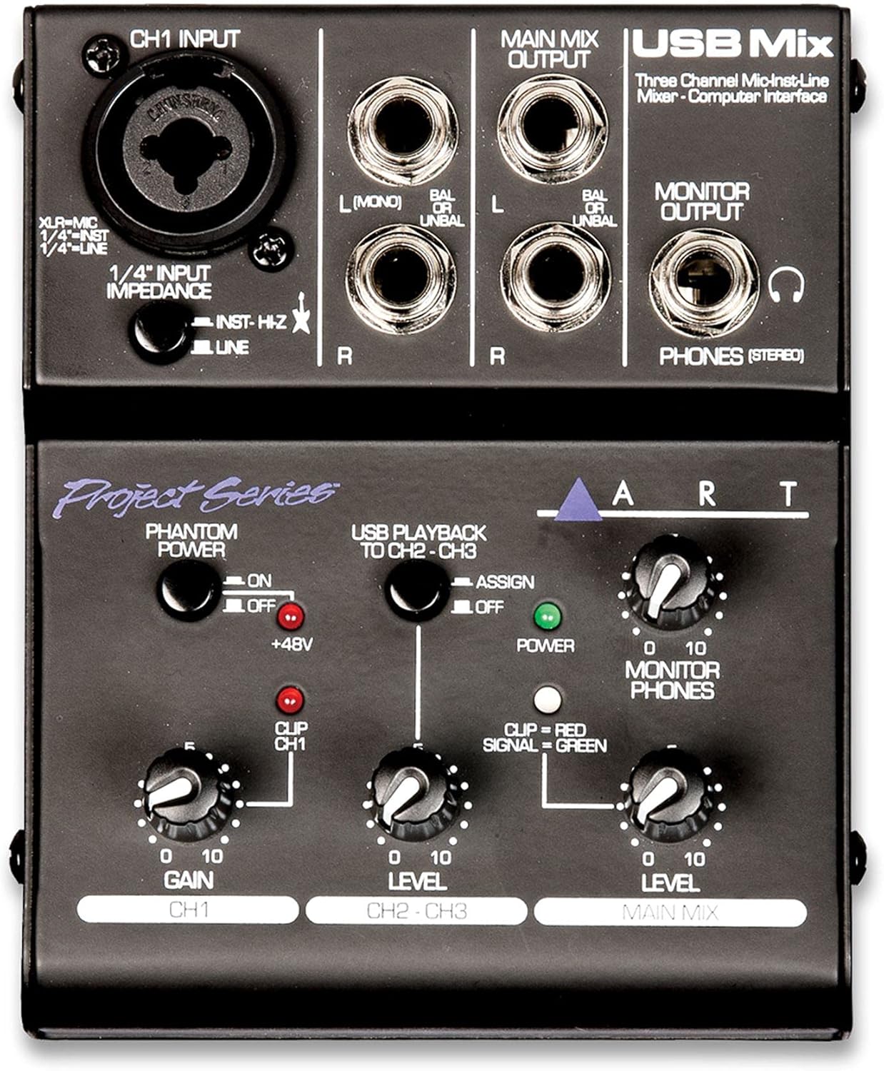 ART USBMix - 3 Channel USB Mixer w/ Audacity Recording Software