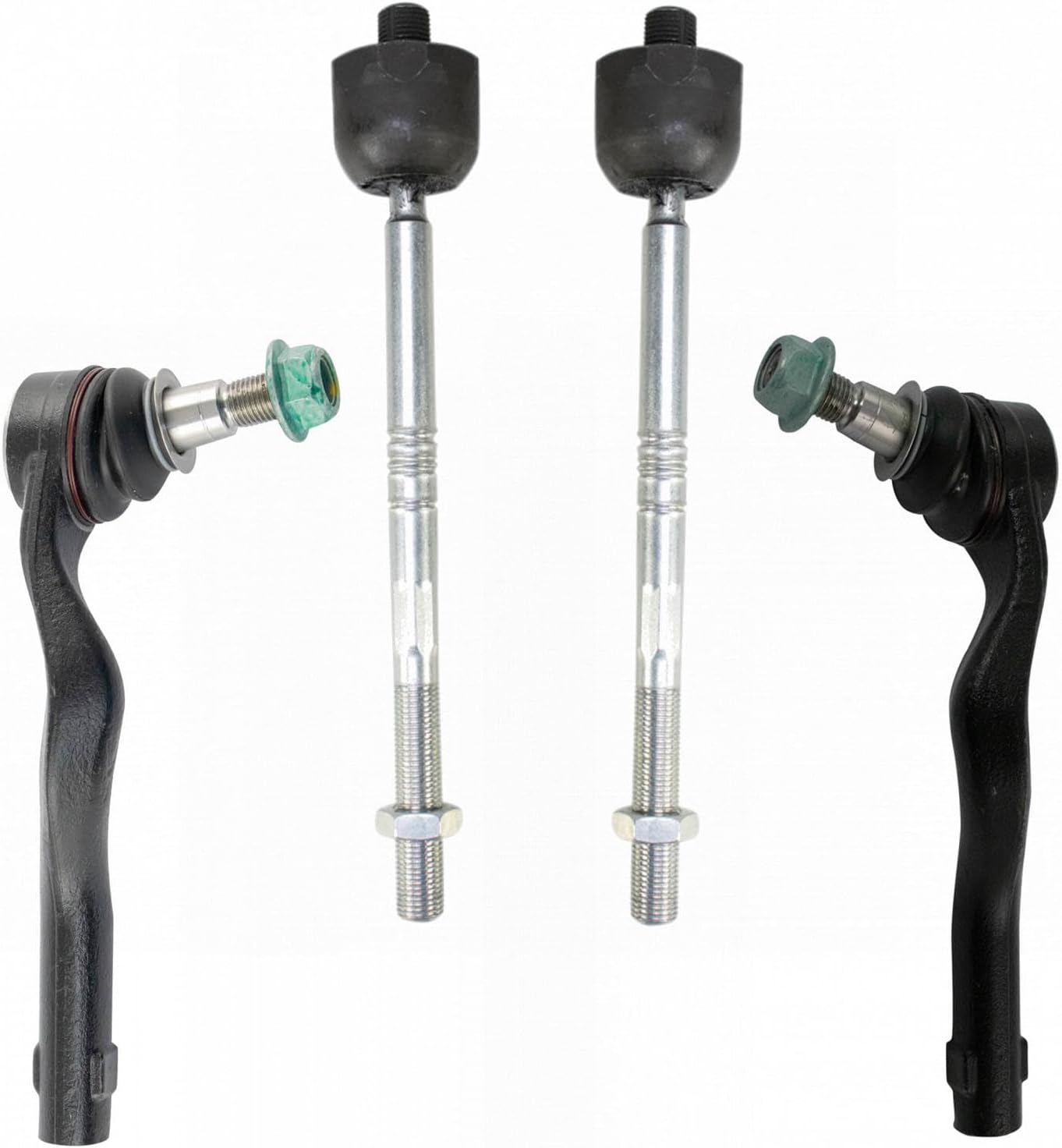 TRQ Front Inner and Outer Tie Rod Set 4 Piece Compatible with 2012-2015 Mercedes-Benz E350 15 E400