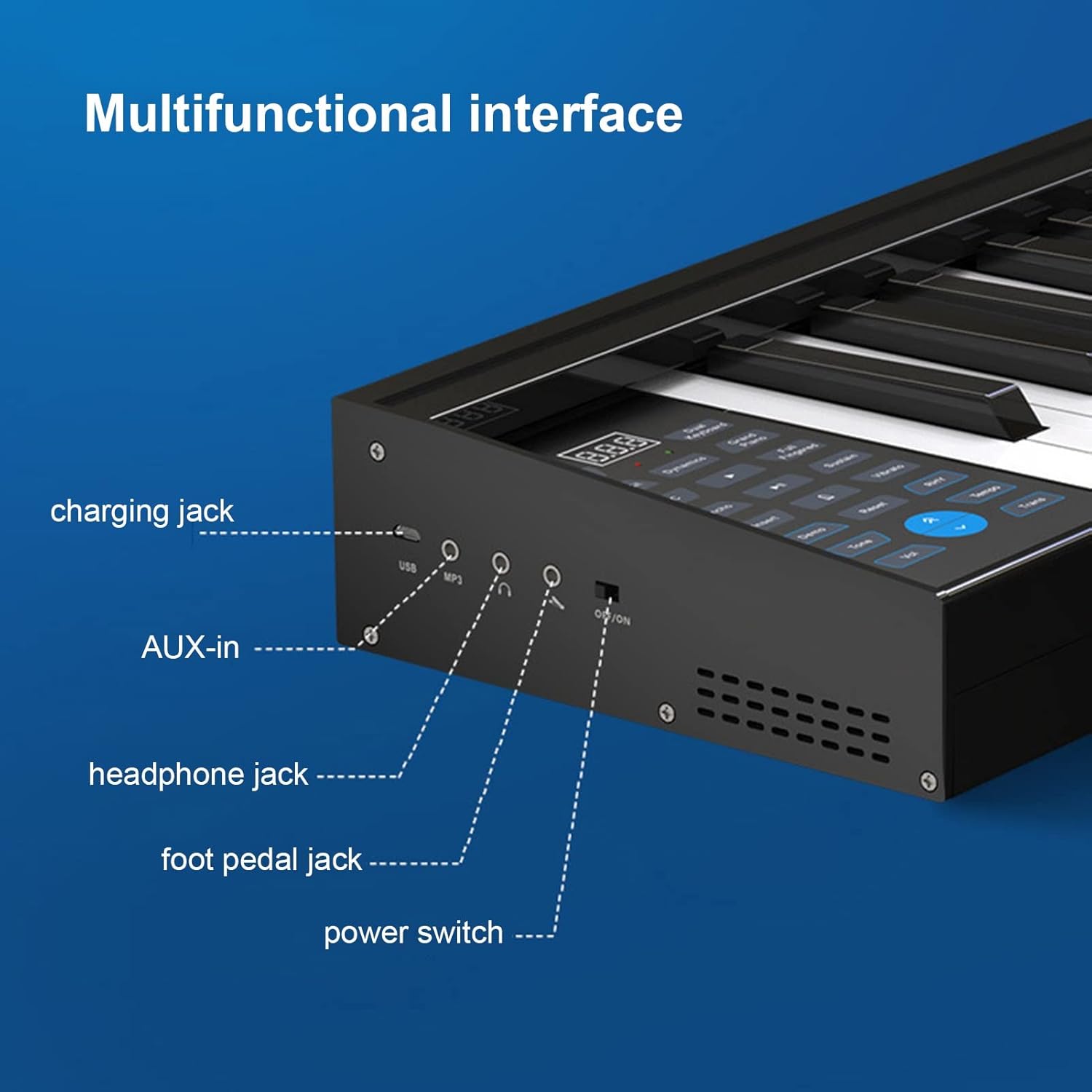Digital Keyboard Piano 88 Key Semi-weighted Portable Electric Keyboard Built-in Speaker Rechargeable Battery Music Instrument with Bluetooth MIDI Connection For Beginners and Kids