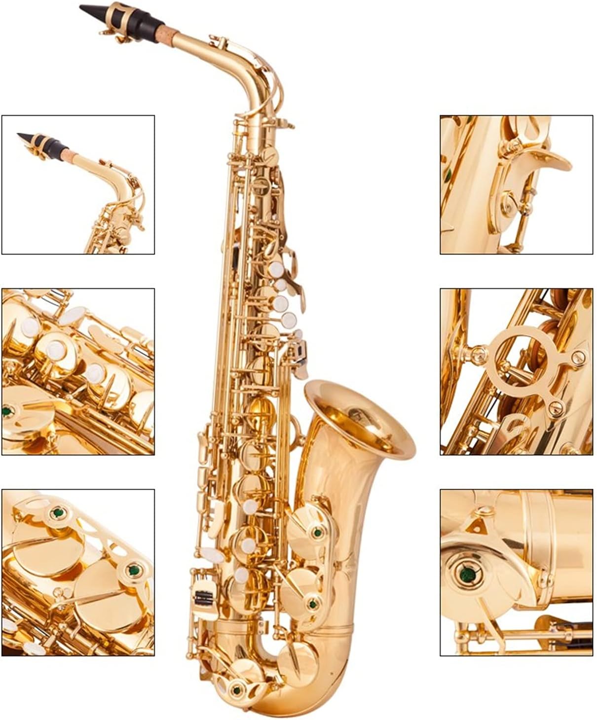 EB Alto Saxophone Brass Gold Lacquer Music Instrument E- Flat Sax with Case Accessories Student Saxophone (Color : Red Bronze)