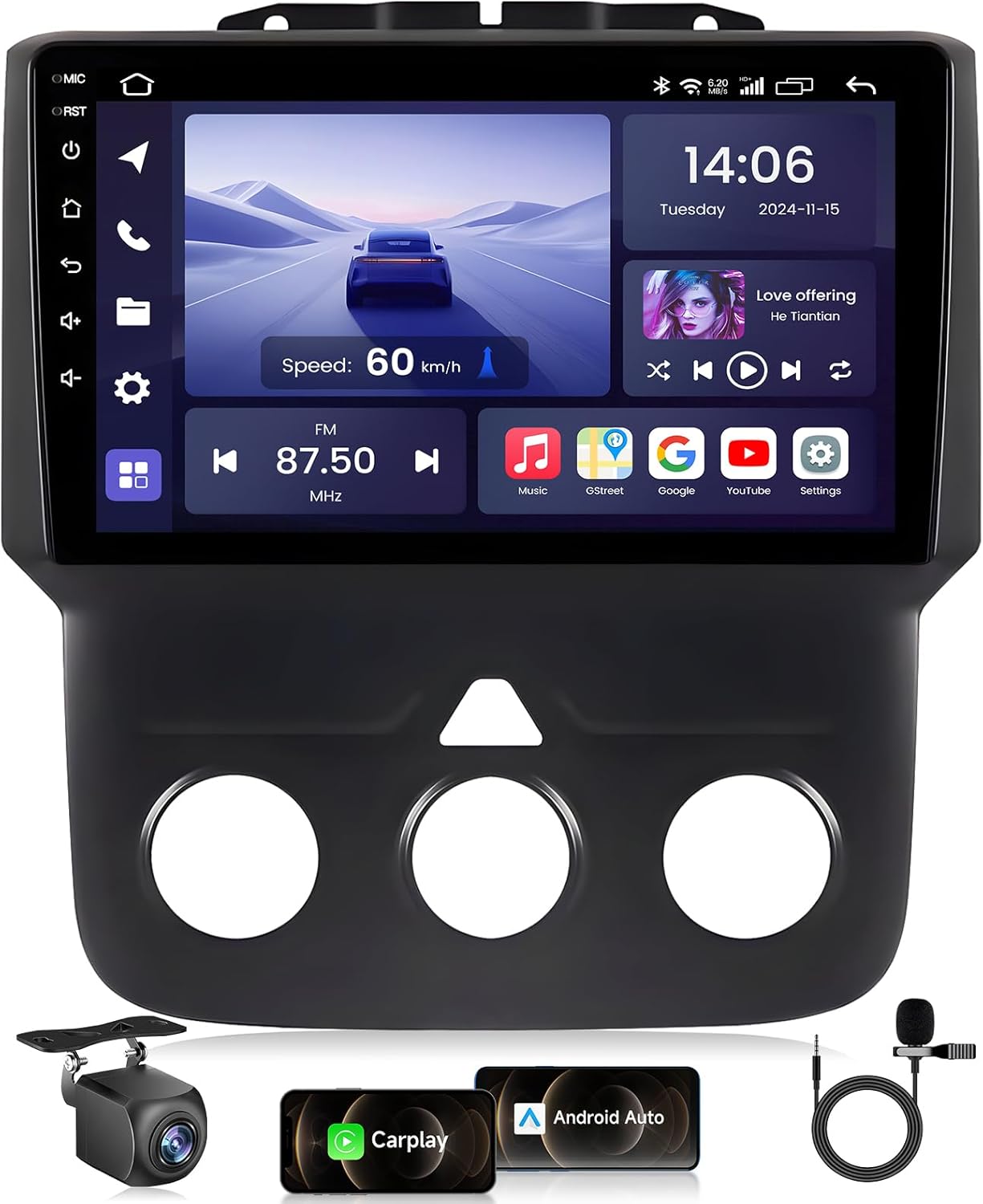 8 Core+4G RAM Android 13 Car Stereo Radio for Dodge Ram 1500 2500 2013-2018: Wireless CarPlay Android Auto 9