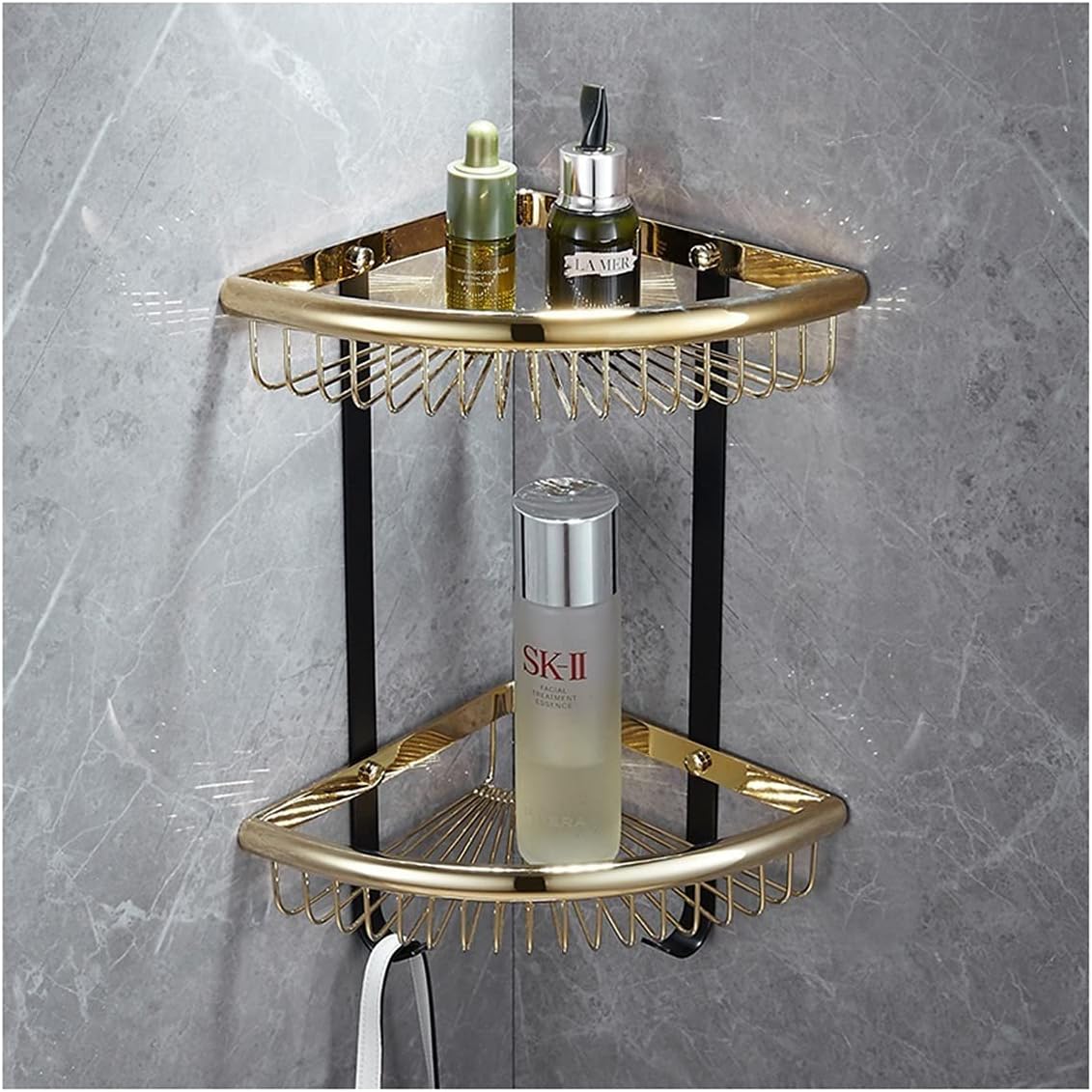 Shower Shelves Bathroom Corner Shelf, Brass Bathroom Storage Organizer, Shampoo Bathroom Holder Bathing Accessories (Color : Corner b n g)