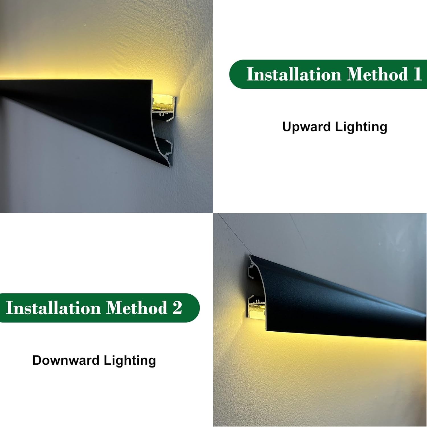 Wall Mount LED Strip Channel for Indirect Lighting, Wall/Ceiling Cornice Crown Moulding LED Diffuser Channel, Indoor Outdoor Waterproof LED Coving(White,3meters(9.8ft))