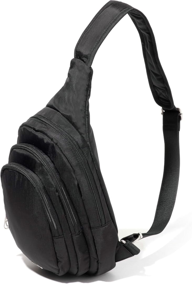 Baggallini Securtex® Anti-Theft Triple Zip Sling - Travel Backpack Sling Bag Crossbody - RFID Wallet Locking Zipper