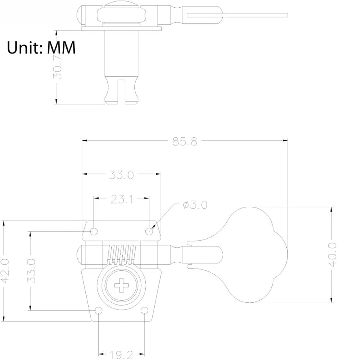 2R2L Open Gear Bass Tuners Tuning Pegs Keys Machine Heads Set, Black (4 Pieces) Guitar Machine Head Tuners