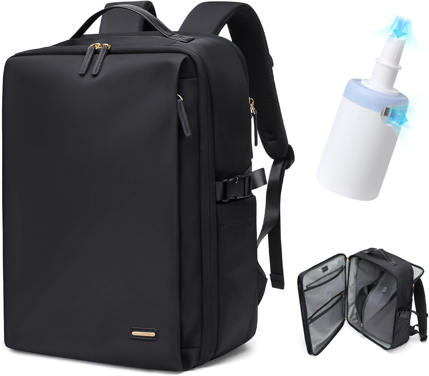 Vacuum Travel Backpack with Air Pump, 38L Expandable Air Compression System Water Resistant Luggage for Women & Men, Fits 17.3 Inch Notebook, Multi-Compartment Design for Travel - Vacuum Pump Included