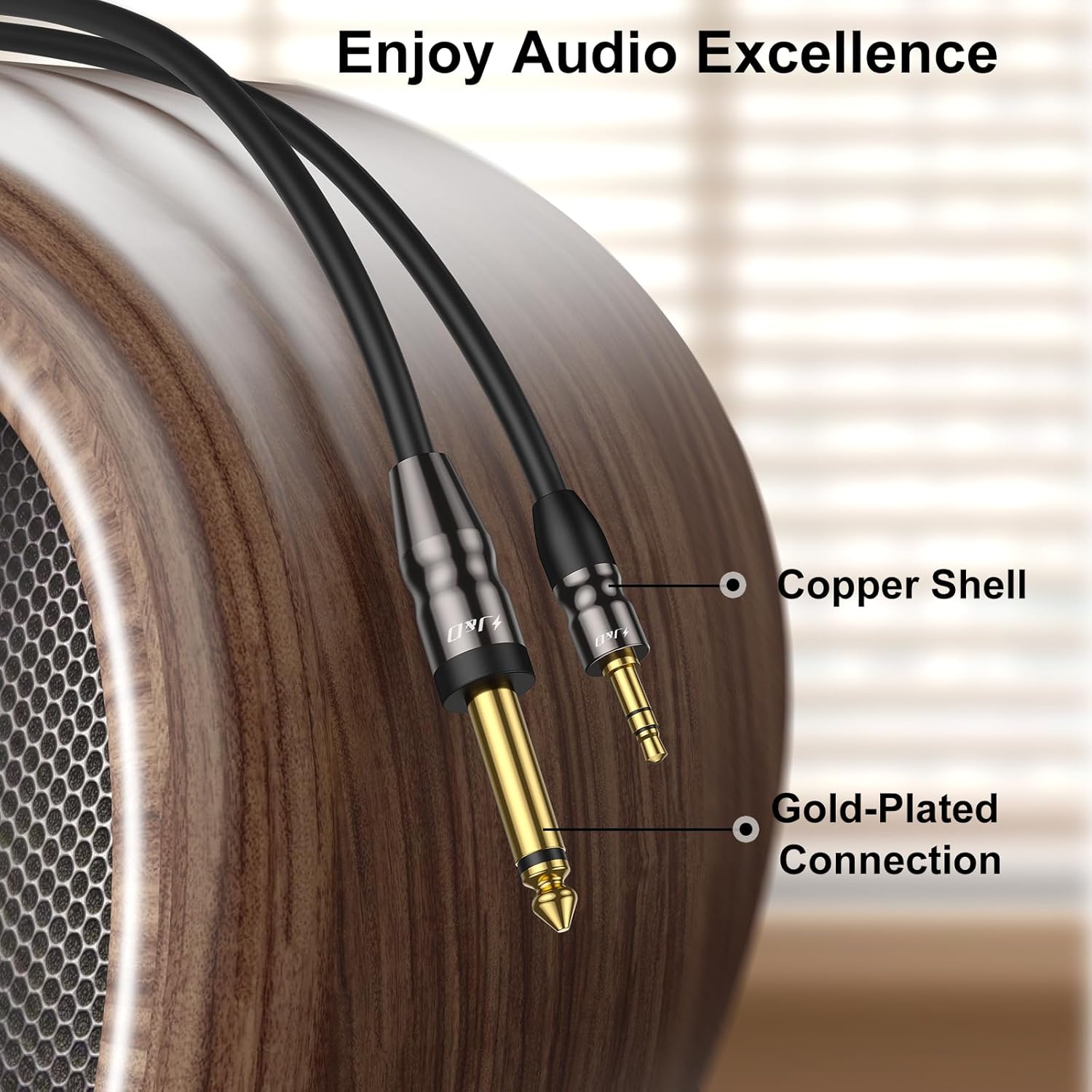 J&D 3.5mm to 6.35mm Stereo Audio Cable 6.5 Feet (10 Pack), 1/8 to 1/4 Cable, 3.5mm TRS Male to 1/4 Male Mono Interconnect Stereo Aux Jack Adapter Cable for Guitar, Bass, Home Theater Devices, Speaker