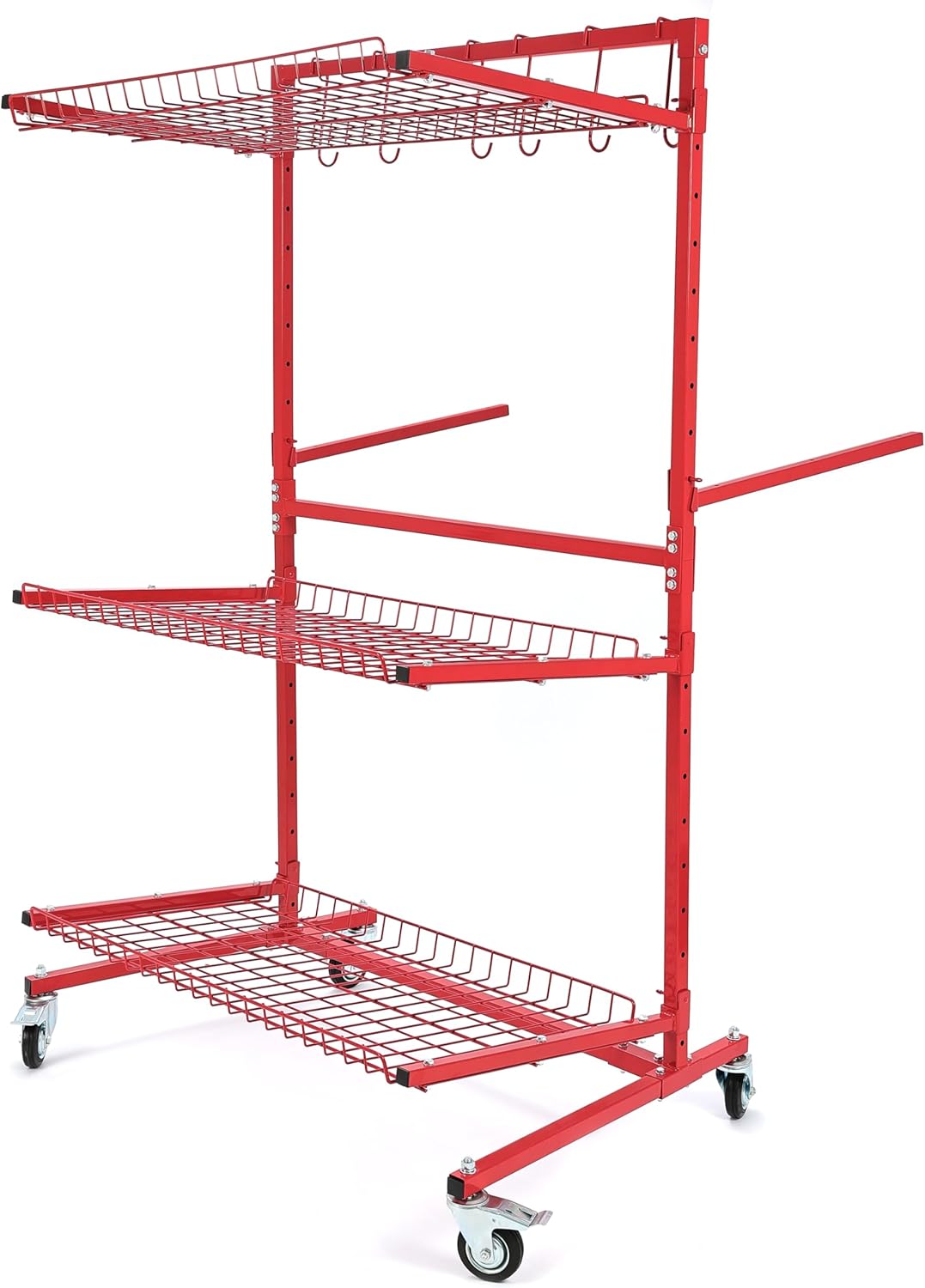 KUAFU 3-Shelf Parts Management Cart, Rolling Tool Storage Rack with Locking Wheels for Garage, Workroom, Storage Facility