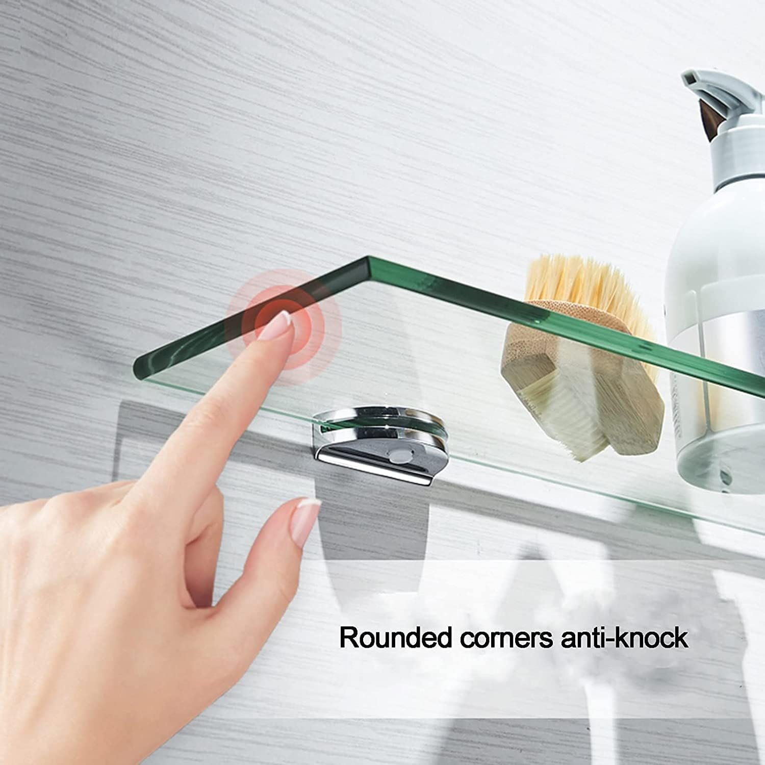 IOCCIOBB Bathroom Glass Shelf Bathroom Glass Shelf, 8 MM-ThickTempered Glass Shower Storage, Wall Mount Glass Floating Shelves (Size : 34cm)