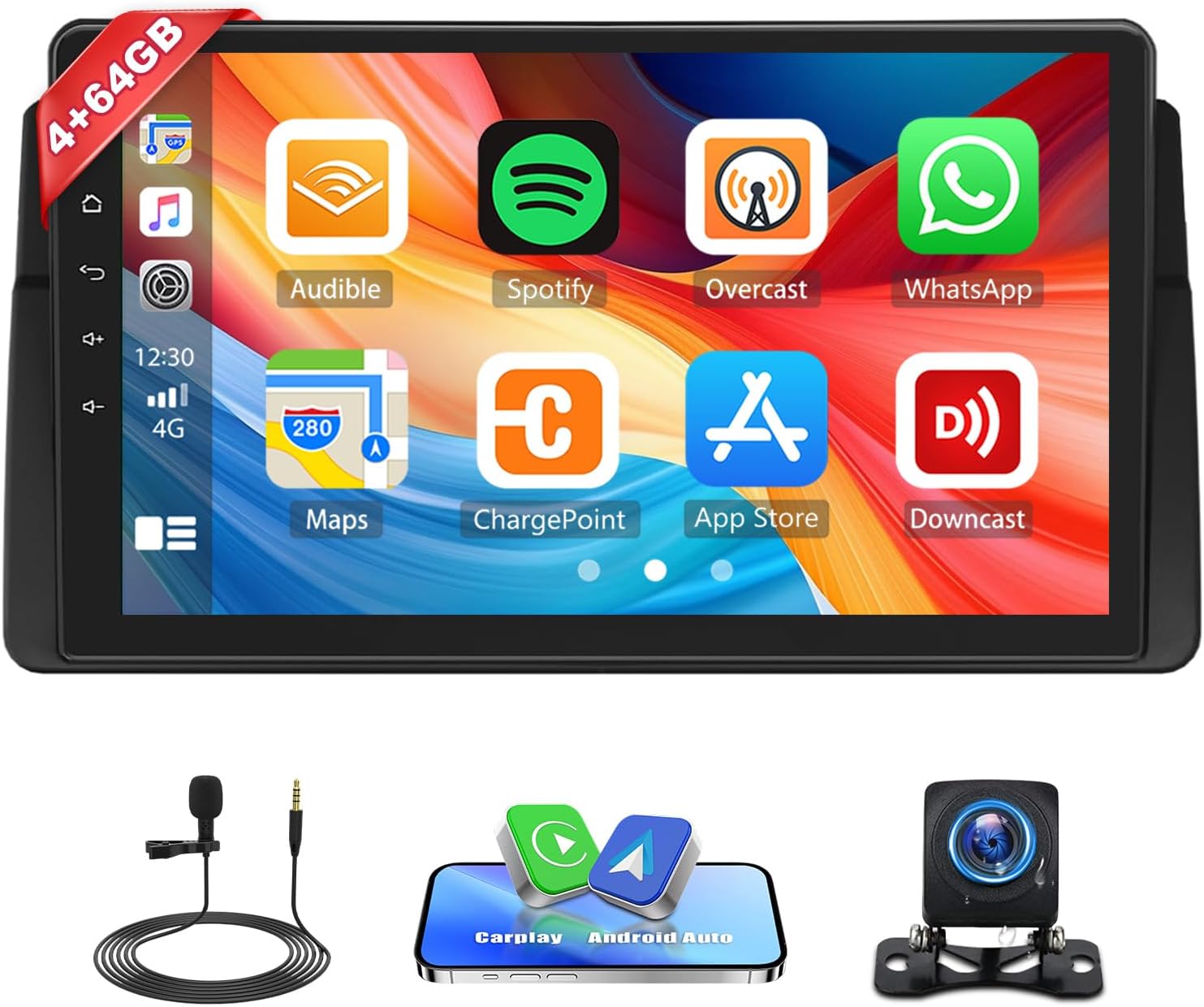 Double Din Car Stereo Radio Compatible for E46 1999-2005 with CarPlay Android Auto, 9