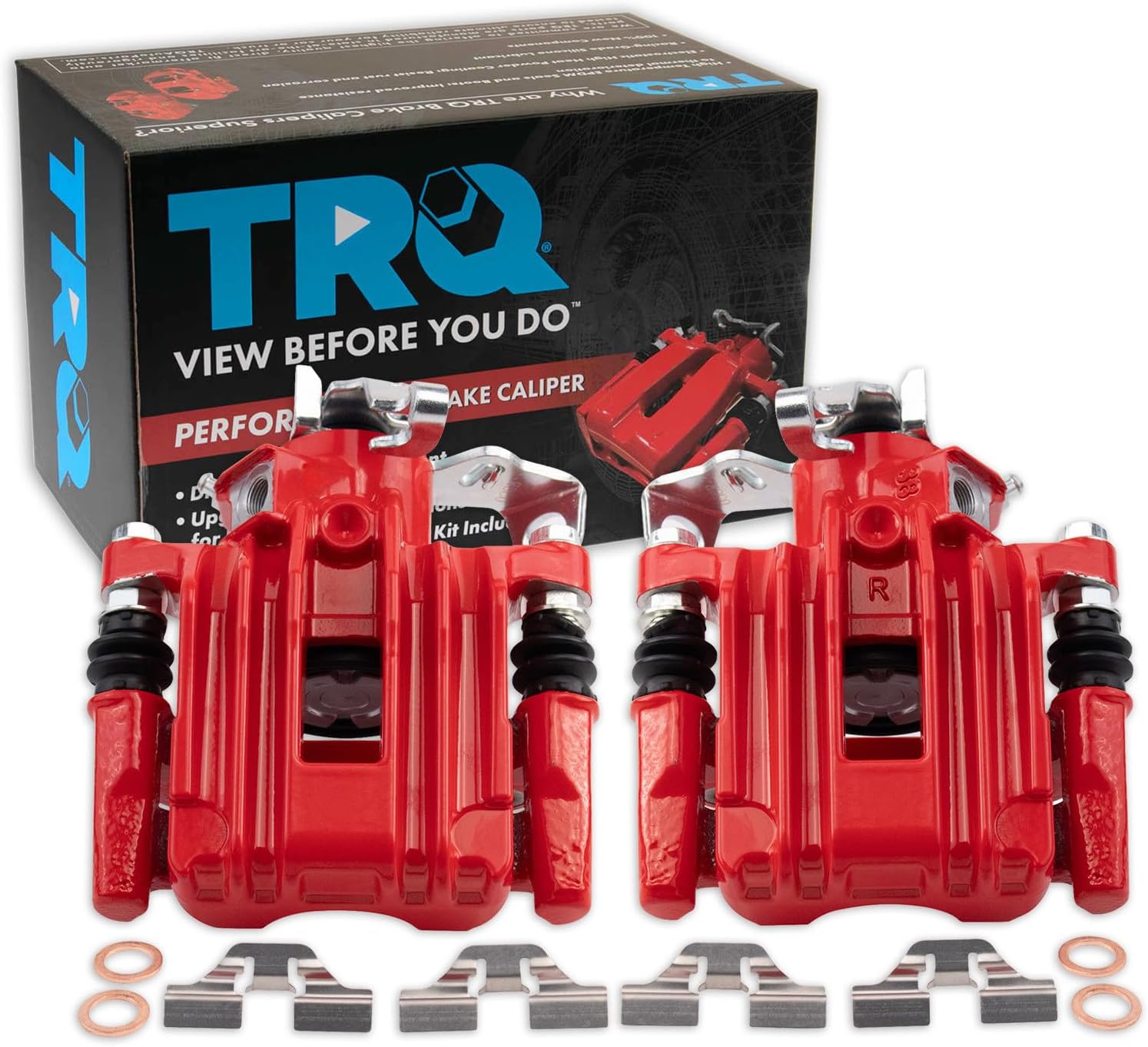 TRQ Performance Rear Driver and Passenger Side Brake Caliper Set Hardware Compatible with VW Beetle Golf TT Quattro