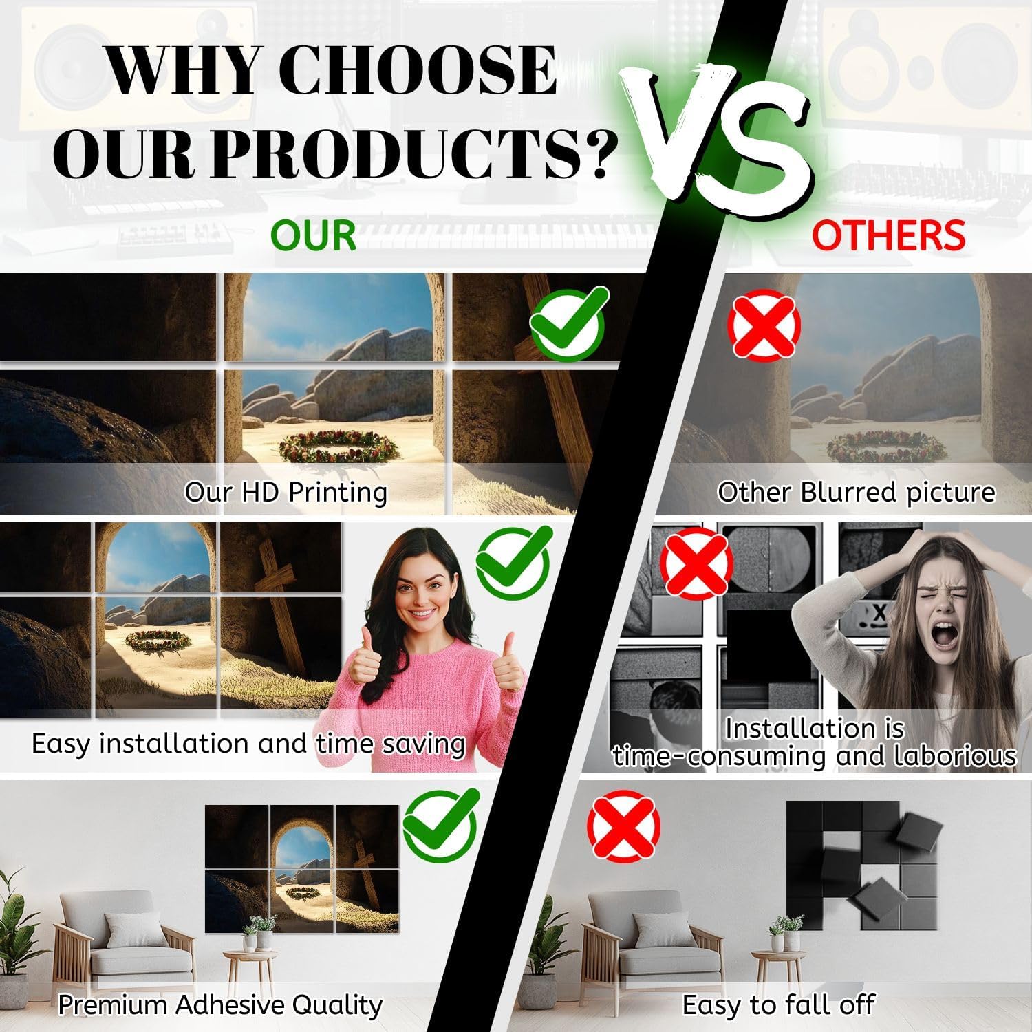 6 Pack Art Acoustic Panels Christ Bible from empty stone tomb is flooded light thrown Sound Absorbing Panel 48