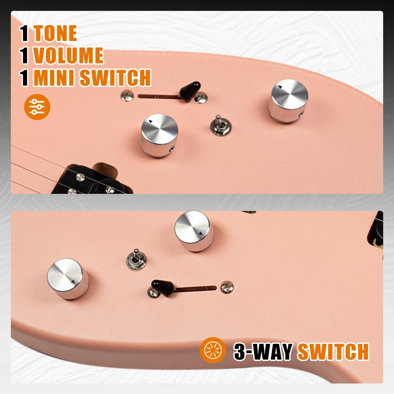 EART 6 String Solid Body Electric Guitar EYP-24 Roasted Bookmatched Mahogany Body Artones-Hh-Y Pickup Set for Creative Young Musicians with Gigbag