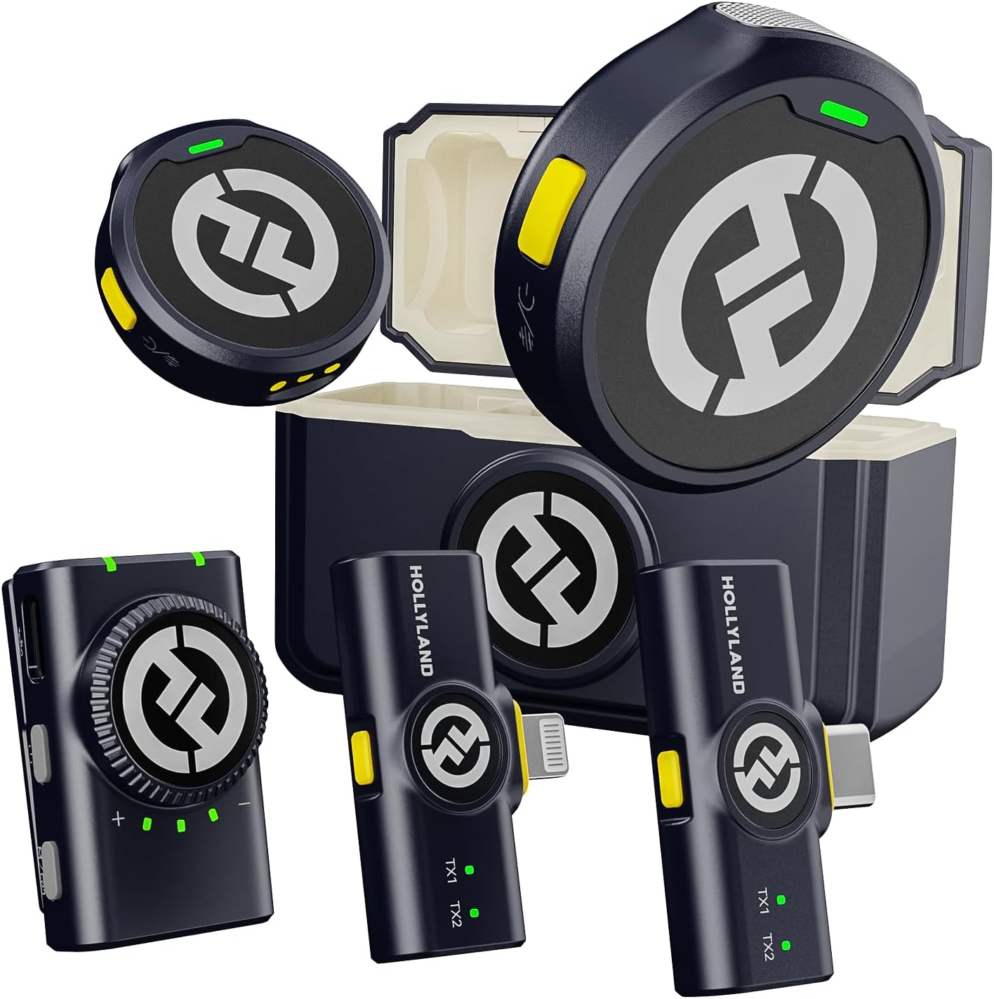 Hollyland Lark M2 Wireless Lavalier Microphone for iPhone/Android/Camera/PC/Laptop with Lightning/USB-C Plug, 48KHz 24Bit, 1000ft Range, Noise Cancel, 40H Battery for Video Recording (Combo Version)