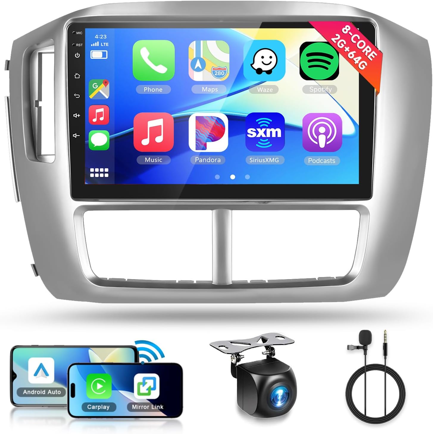 2+64G Car Stereo for Honda Pilot 2006 2007 2008 Wireless Carplay Android Auto,9