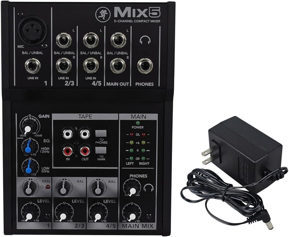 Mackie Mix5 5-Channel Compact Mixer, Black