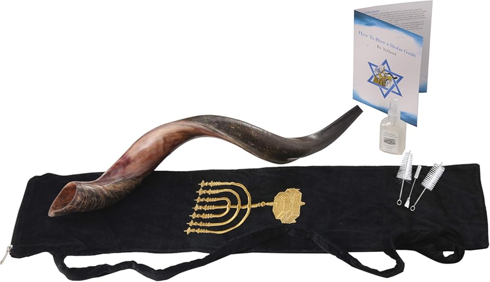 Yaliland Kosher Kudu Shofar Horn Set - Authentic & Revered Ceremonial Instrument (36-38