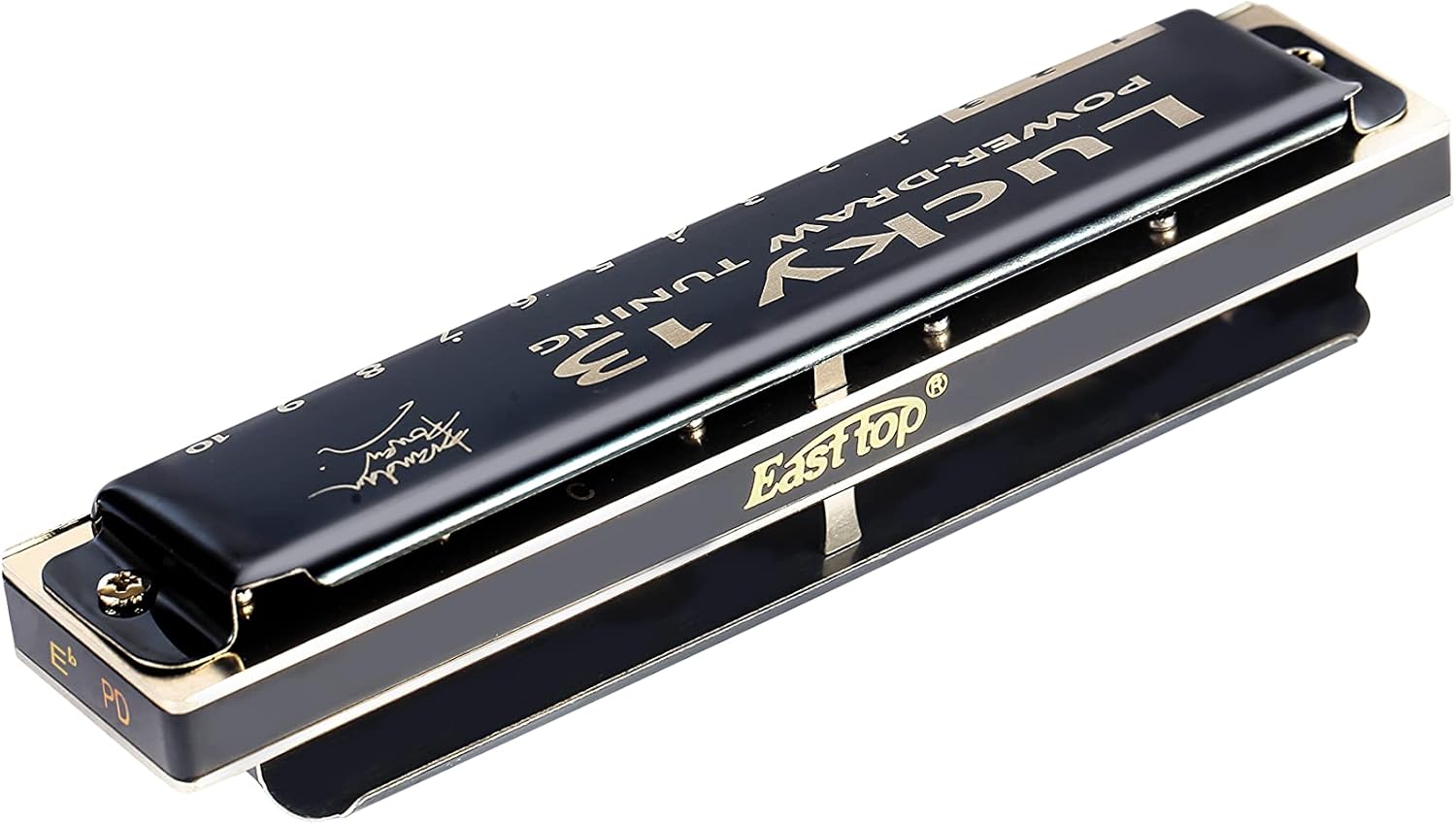 East top Lucky 13 Bass Plus Blues Harmonica 13 Holes Diatonic Harp Mouth Organ Professional Musical Instruments PowerDraw Eb key for Adults