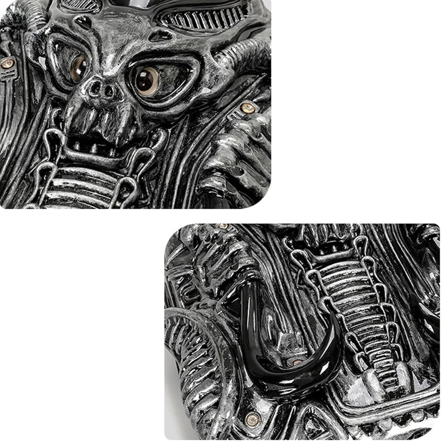 3D Xenomorph Shaped Backpack Steam Punk for Men Women Y2K Personality Travel Handbag PVC Unique Novelty Alien Purse (silver)