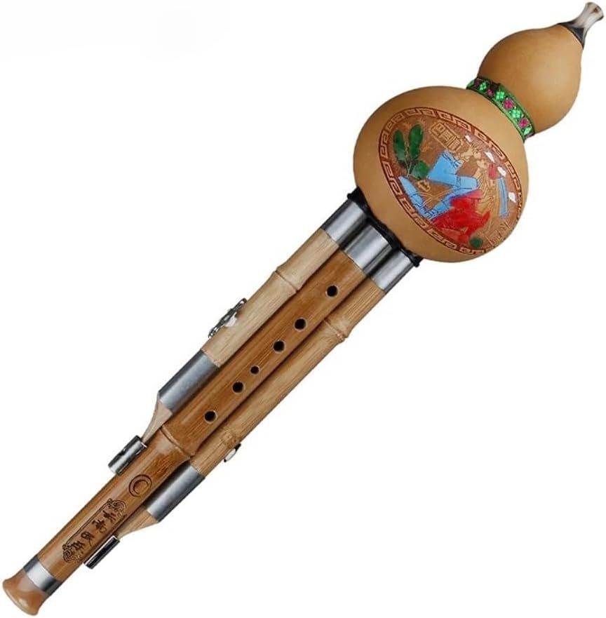 Bamboo Hulusi Flute – Handmade Chinese Gourd Flute in Key of B♭ with Protective Case – Traditional Ethnic Wind Instrument for Beginners and Music Enthusiasts (bB Key)