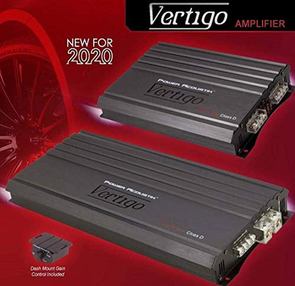 Power Acoustik VA4-1800D, Vertigo Series 4 Channel Car Amplifier, 4-Channel Stereo Amplifier, 1800 Watts 4-Ch Voice Amp for Car Audio, Class A/B 4Ch Amps
