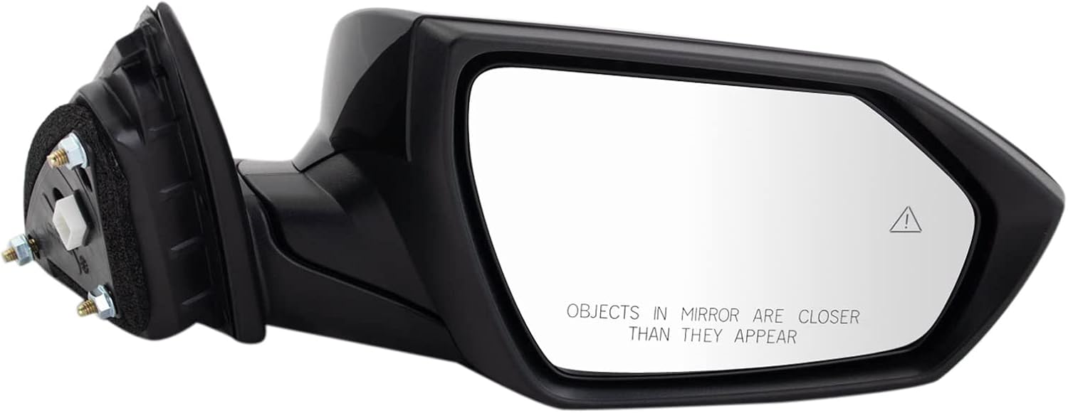 TRQ Passenger Side Mirror Assembly Power Heated Turn Signal Blind Spot Smooth Paint to Match Black Compatible with 2021-2023 Hyundai Elantra US or Korean Built Models