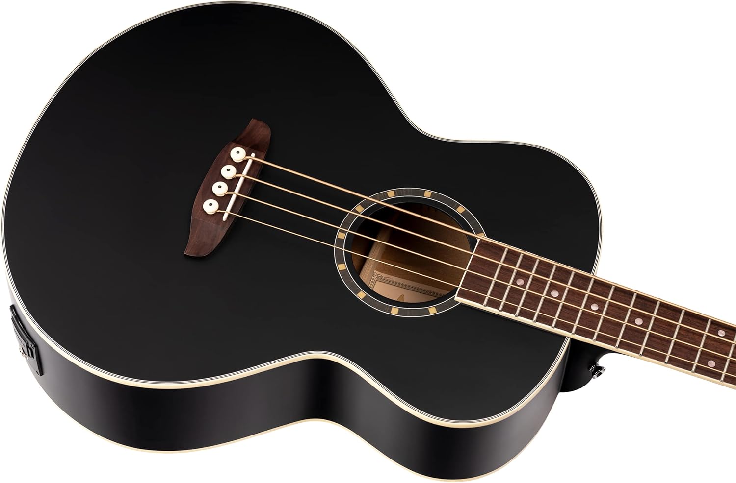 Ortega Guitars Deep Series 4 String Acoustic Bass Guitar, Right-handed, Black, (D7E-SBK-4)